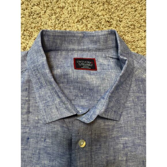 UNTUCKIt Long Sleeve shirt, size XXXLT, Blue, 100% Linen - Picture 7 of 10